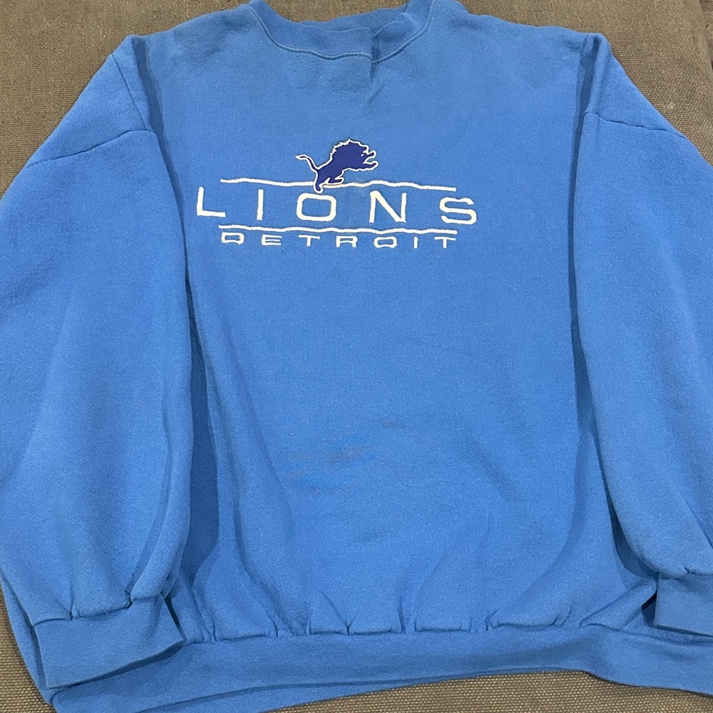 LOGO 7 Blue Detroit Lions Crewneck Sweater